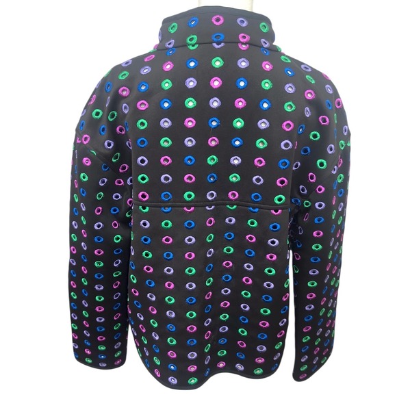 Carlisle Womens Jacket Sz 12 Black Multicolor Gourmet Hole Full Zip Modern Prep - Picture 3 of 6